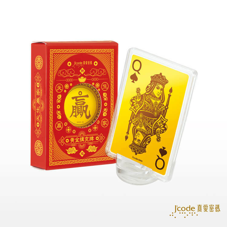 贏家黃金撲克牌 _ 黑桃Q - 黃金擺件