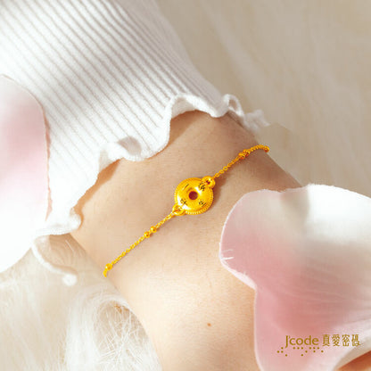 六字箴言平安扣・小 - 黃金手鍊