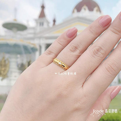 秀氣蕾絲 - 黃金戒指