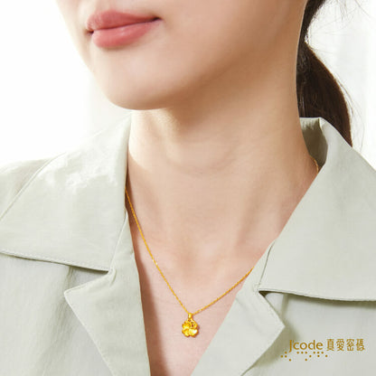 幸運圍繞・小 - 黃金墜子 + 玫瑰金色鋼項鍊