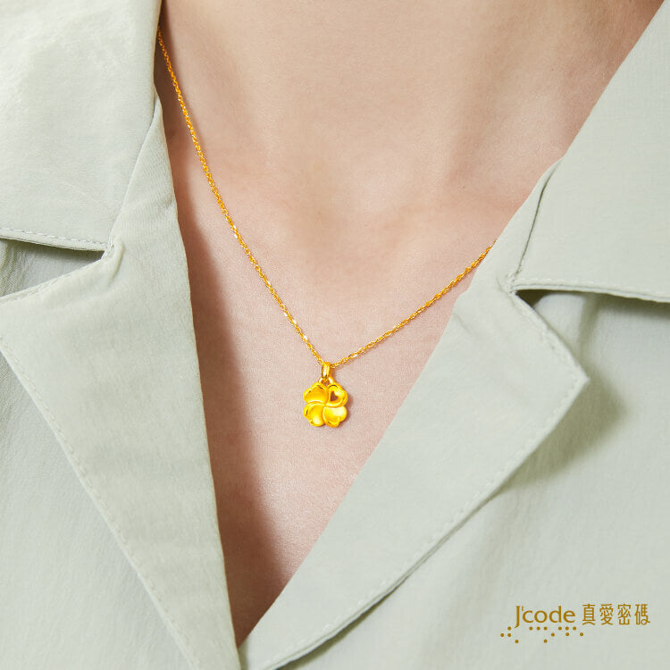 幸運圍繞・小 - 黃金墜子 + 玫瑰金色鋼項鍊