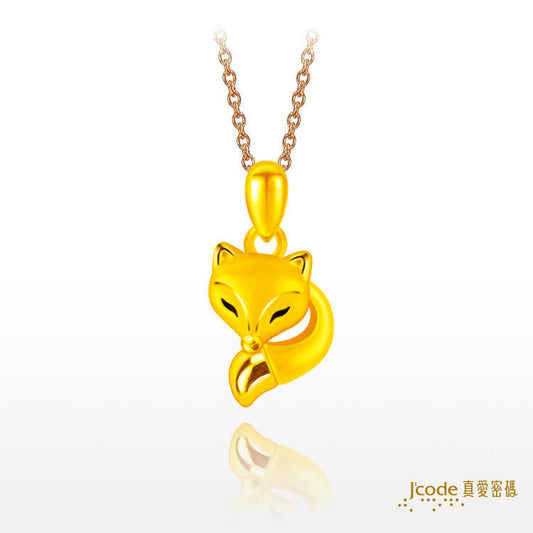 小美狐仙 - 黃金墜子 + 玫瑰金色鋼項鍊