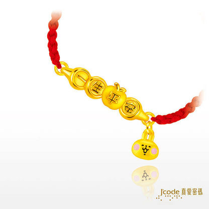 卡娜赫拉的小動物 一生平安 ( 蘋果 ) 粉紅兔兔 - 編織金手鍊