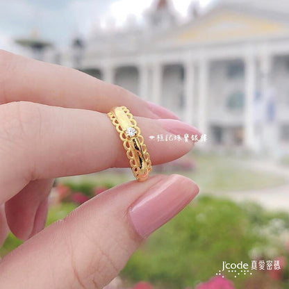 秀氣蕾絲 - 黃金戒指